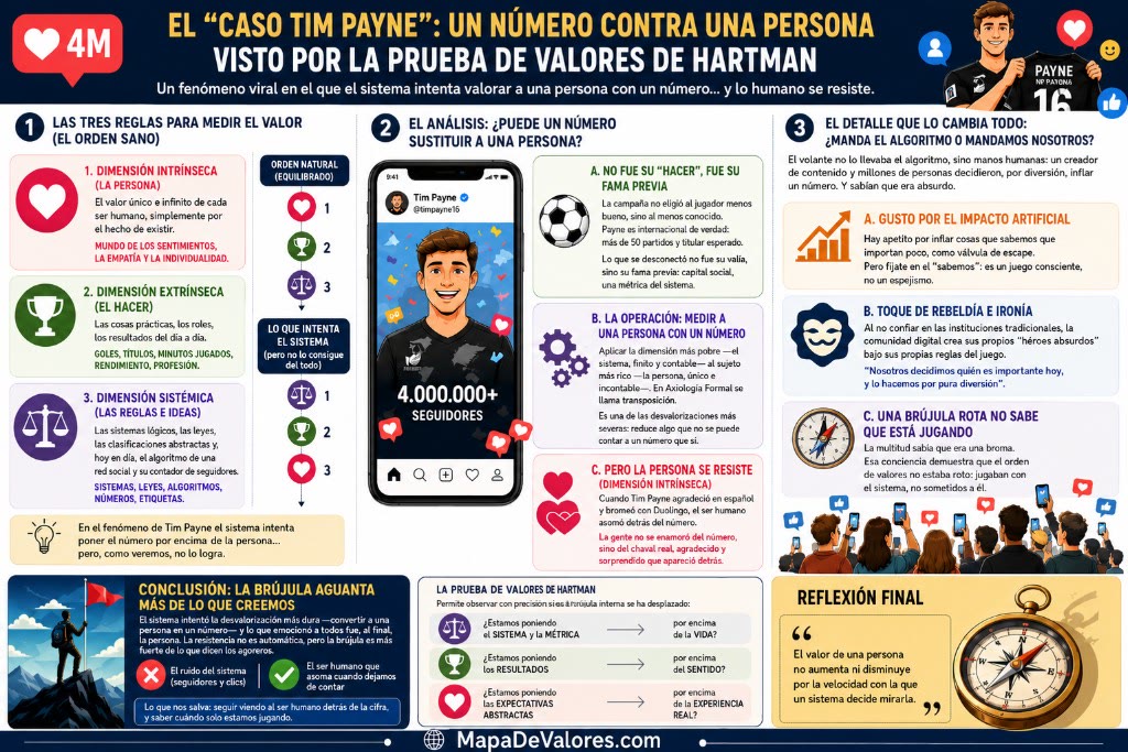 Infografía: un número contra una persona — el caso Tim Payne visto por la Prueba de Valores de Hartman